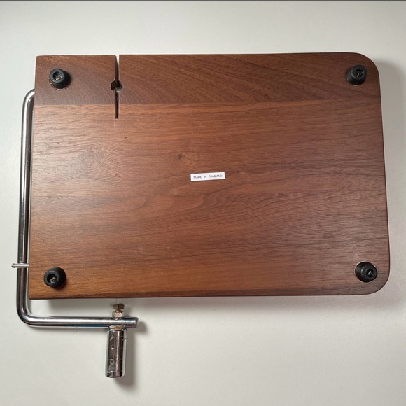 Cheese Tray w/Slicer Walnut Wood New with Open Box - Picture 3 of 6